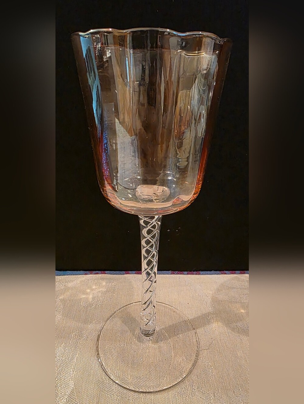 Amber/ Gold 8" Clear Glass Airtwist Long Stem Candle Holder/ Water Goblet